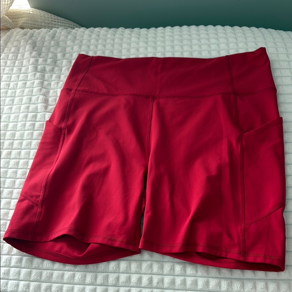 Women's Red Biker Shorts